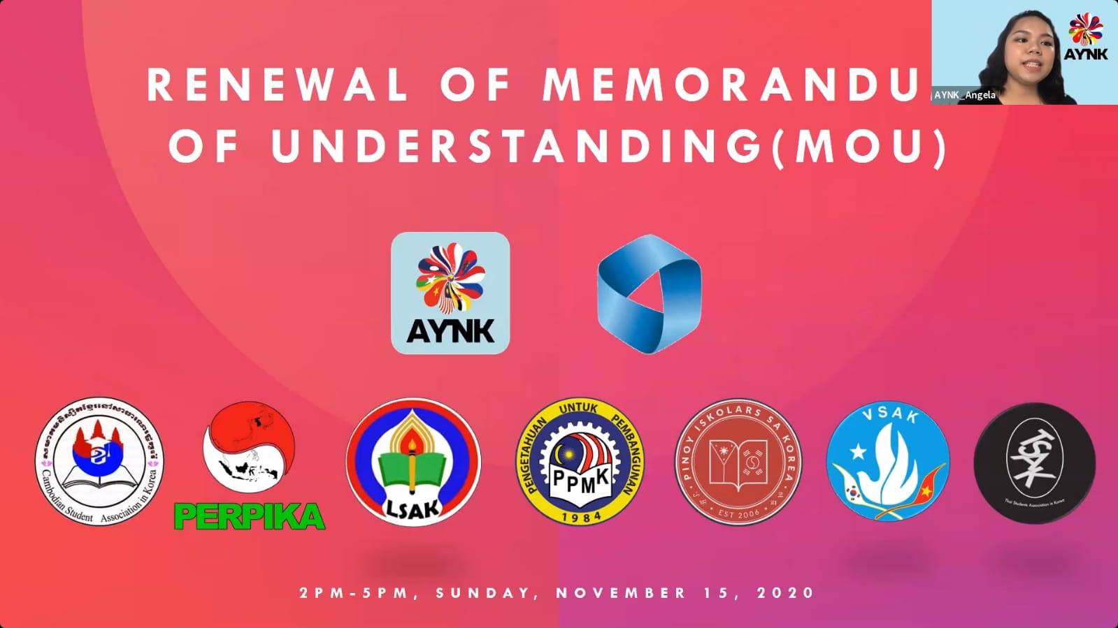 The Renewal of Memorandum of Agreement (MoU) Ceremony between the ASEAN Youth Network in Korea (AYNK) and ASEAN Student Associations in Korea